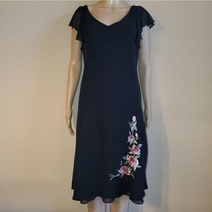 S.L fashions Black Floral Embroidered Dress